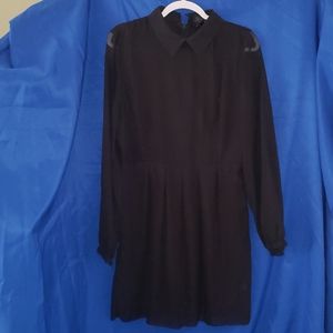 Black Mini Dress with Sheer Long Sleeves